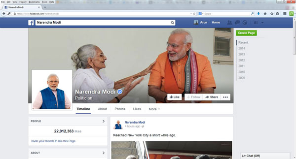 narendra modi facebook