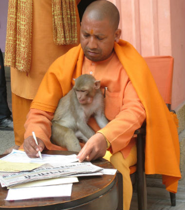 Adityanath with his monkey