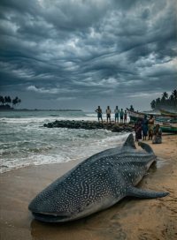 கரை நோக்கி விரட்டப்படும் ஆழ்கடல் உயிரினம்