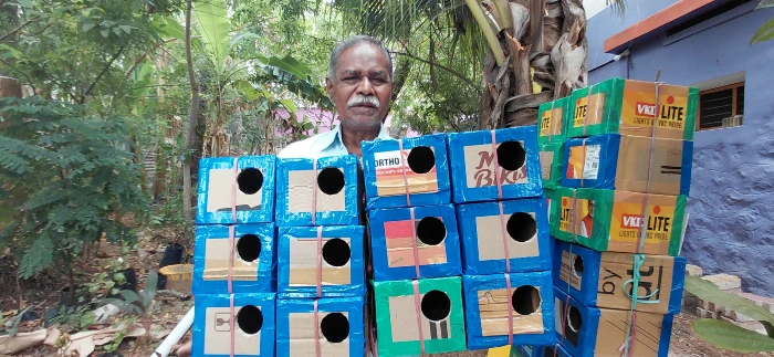 moorthy with sparrow nests